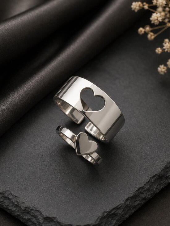 Jewelry - Couple Heart Ring Set .925 Sterling Silver